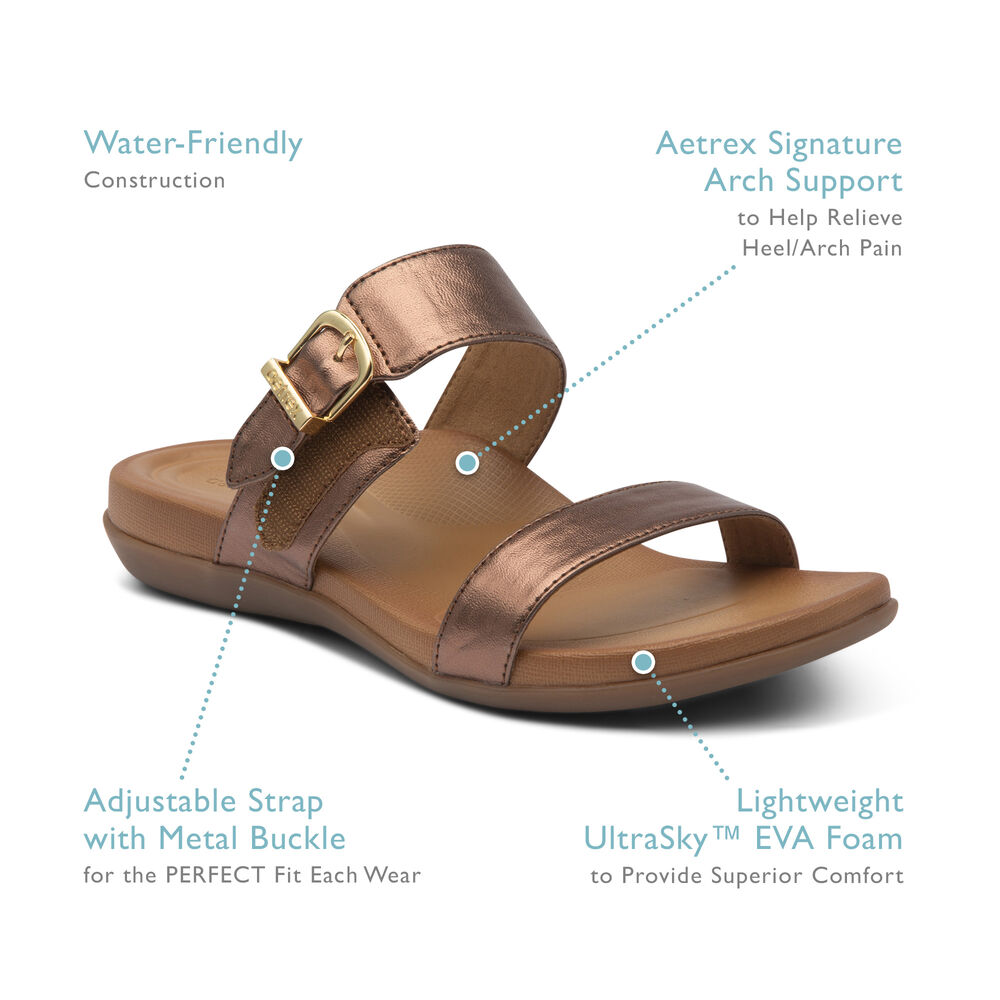 Aetrex Women's Mimi Water-Friendly Sandals - Bronze | USA CHBCX63